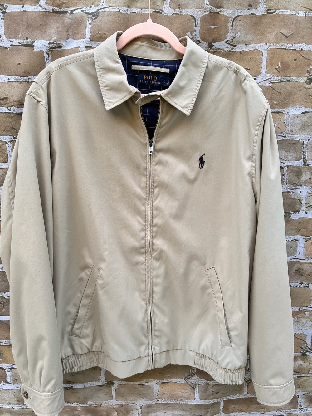 Polo by Ralph Lauren L Light Tan Zip-Front Harrington Jacket - Picture 4 of 11